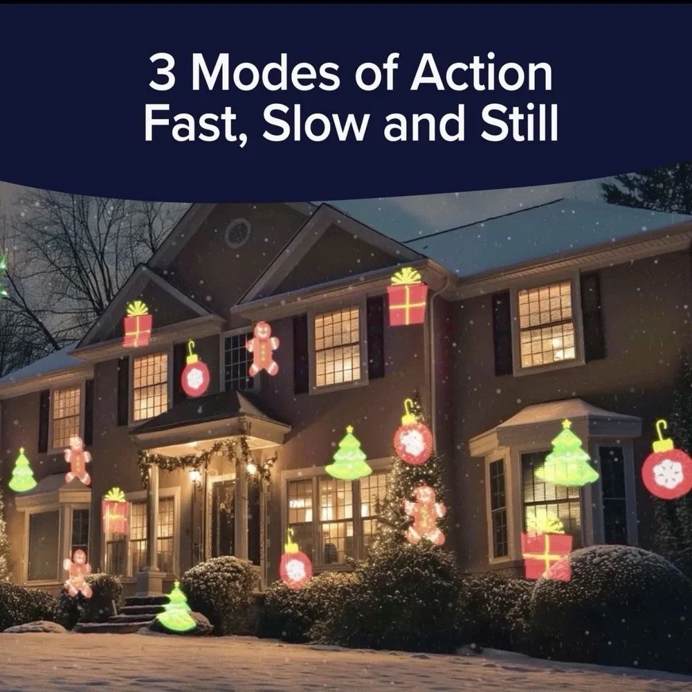 Star Shower Slide Show Christmas LED Projector w/ Remote 6‎ Different Slides